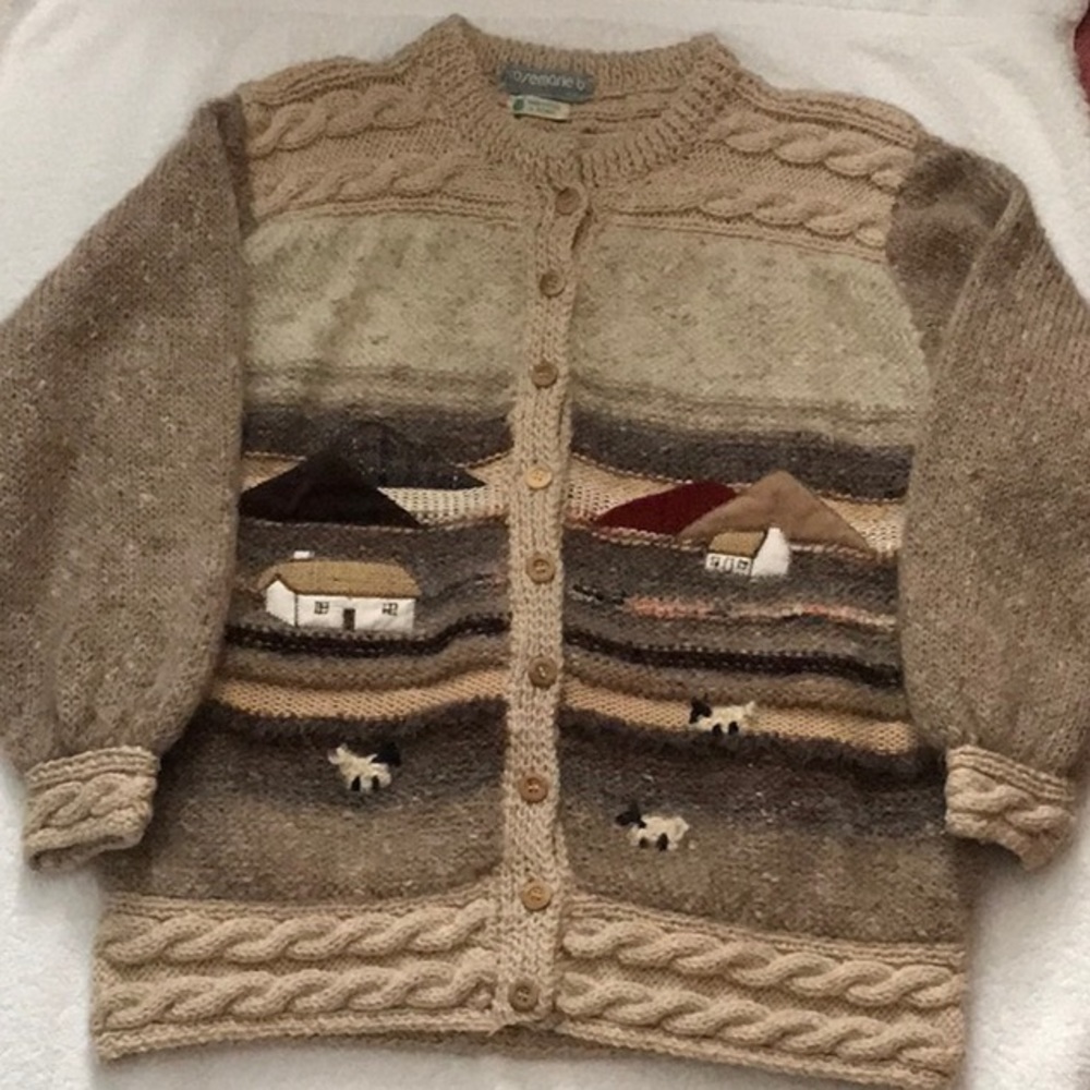 Hand Knit Sweater from Cork Ireland…beautiful art work on front and back